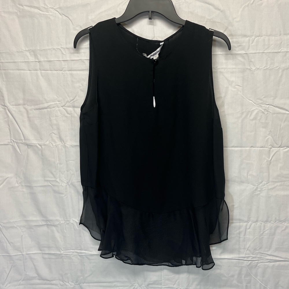 DVF New Slice Black Sleeveless Silk Top Size M